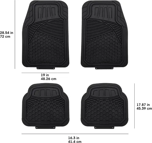 Vista 4 de Amazon Basics Alfombrillas de coche resistentes de PVC imitación goma, universales de lujo, para todo tipo de clima, ajuste universal para 95%
