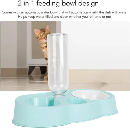 Vista 3 de Dispensador de agua para cachorros, alimentador automático doble para gatos, dispensador de agua para mascotas, dispensador de agua para gatos