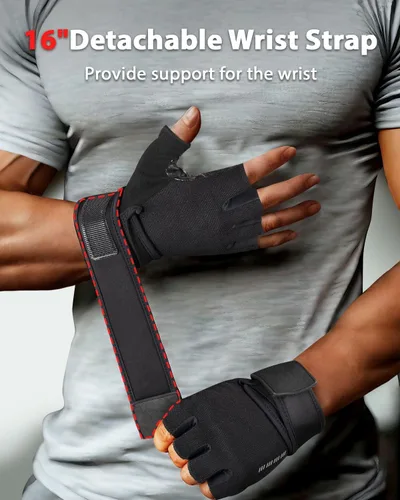Vista 5 de RIGWARL Guantes de entrenamiento, guantes de fitness ligeros con protección completa de la palma y excelente agarre para hombres y mujeres, guantes