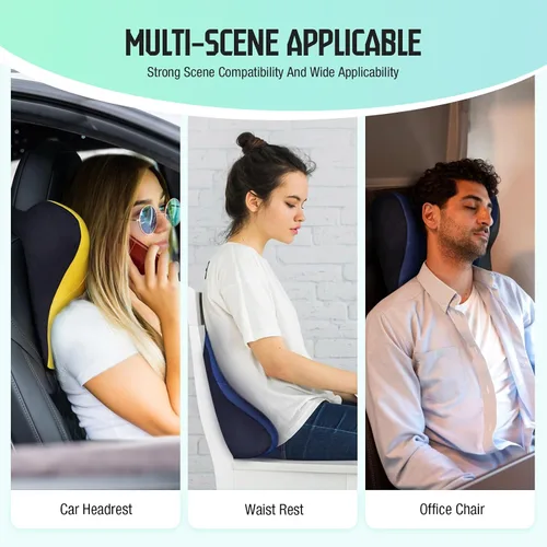 Vista 6 de Almohada para el Cuello del Asiento de Coche para Conducir, Almohada de Reposacabezas de Espuma Viscoelástica Suave con Correa Ajustable y Funda