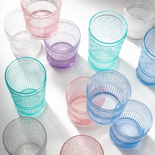 Vista 4 de Godinger Vasos de whisky, juego de vasos acrílicos, elegantes vasos de plástico de bola baja, vasos de rocas, juego de vasos para beber, decoración