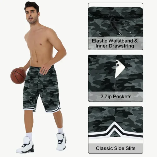 Vista 3 de JWM Pantalones cortos de baloncesto para hombre, de 11 pulgadas, de malla larga, atléticos, para gimnasio, entrenamiento, deportes, con bolsillos