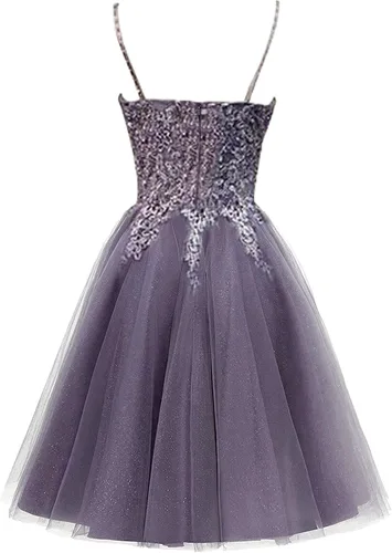 Vista 2 de Vestidos de regreso a casa Vestido de fiesta de tul Apliques Vestido de fiesta de cóctel de encaje Vestidos cortos de regreso a casa Correas