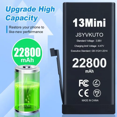 Vista 2 de Batería de 22800 mAh para iPhone 13 Mini, nueva batería de repuesto de 0 ciclos mejorada de mayor capacidad para iPhone 13 Mini con juego completo