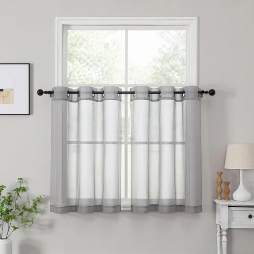Vista 41 de OWENIE Cenefa transparente con ojales negros para ventanas, 2 paneles de 52