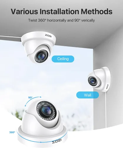 Vista 7 de ZOSI Cámaras de seguridad domo de 1080p (híbridas 4 en 1 HD-CVI/TVI/AHD/960H CVBS analógica), cámara CCTV de vigilancia nocturna de 2 MP