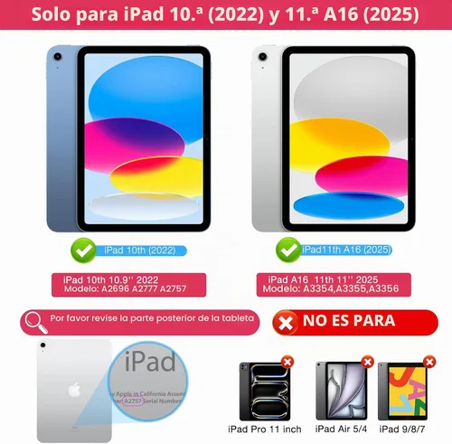 Vista 3 de Funda de teclado para iPad (A16) de 11ª generación de 11 pulgadas 2025, trackpad multitáctil, inalámbrica, magnética, desmontable, Bluetooth