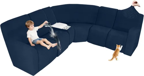 Vista 30 de ALIECOM Fundas 100% impermeables para sofá seccional reclinable, forma de L, elásticas, para esquina, funda para sofá seccional reclinable, lavable