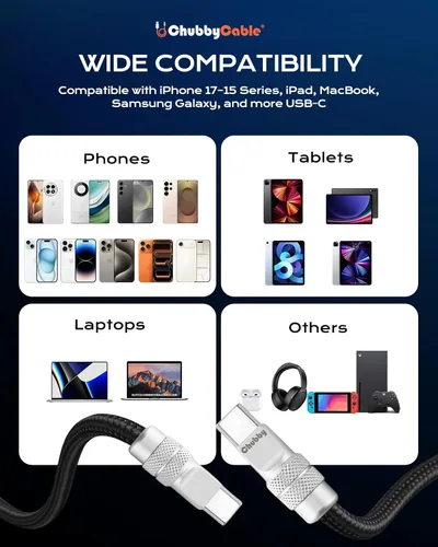 Vista 7 de chubbycable Curly Chubby - Cable de carga rápida USB C en espiral de 240 W, cable de carga retráctil trenzado duradero para automóvil compatible