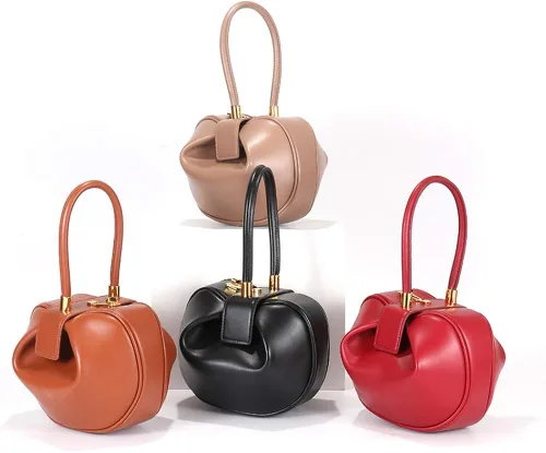 Vista 5 de Mn&Sue Bolso de mano de cuero genuino con asa superior para mujer, bolso de noche, fiesta, graduación, boda