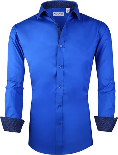 Vista 29 de Alex Vando - Camisa para hombre de manga larga con ajuste regular 06 negro