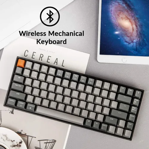 Vista 4 de Keychron Teclado mecánico Bluetooth K2 75% Layout con interruptor azul Gateron G Proretroiluminación LED blancaUSB CAnti GhostingN-Key