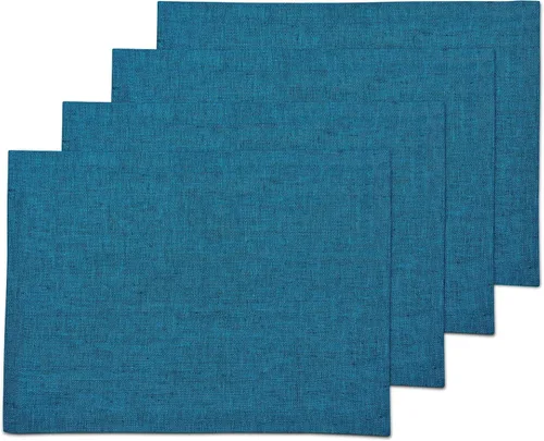 Vista 45 de Solino Home Athena - Juego de 4 manteles individuales cuadrados de lino natural claro de 14 x 14 pulgadas, manteles individuales 100 % lino puro