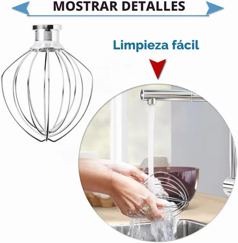 Vista 5 de K45WW - Accesorio para batidora KitchenAid de 6 hilos para batidora de pie inclinable de 4.5 y 5 cuartos de galón, agitador de crema de huevo
