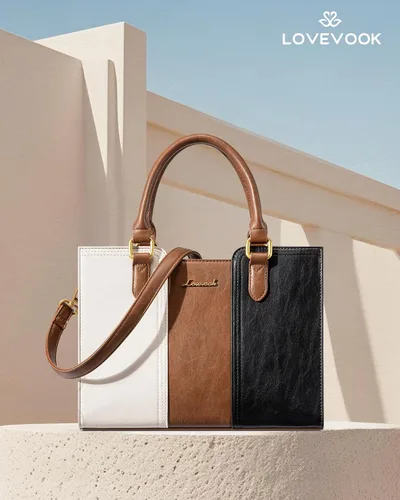 Vista 3 de LOVEVOOK Bolso para mujer, bolso de hombro vintage de cuero, pequeño bolso bandolera para damas, bolso de mano con asa superior y bandolera