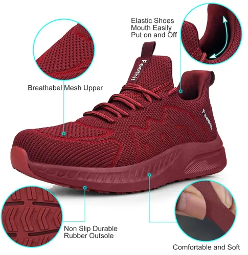 Vista 2 de Feethit - Tenis para hombre antideslizantes, ligeros, transpirables, estilo slip-on, para caminar, correr y gimnasio
