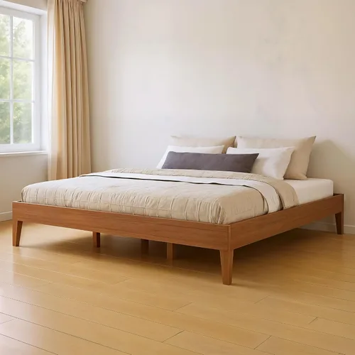 Vista 10 de Grain & Grove Cama con plataforma Bear (matrimonial), roble en relieve marrón oscuro