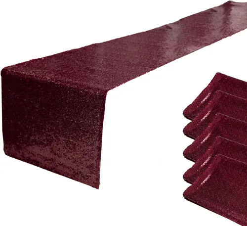Vista 22 de JYFLZQ Camino de mesa de lentejuelas negras de 12 x 72 pulgadas, manteles de mesa de tela con lentejuelas negras brillantes - Caminos brillantes