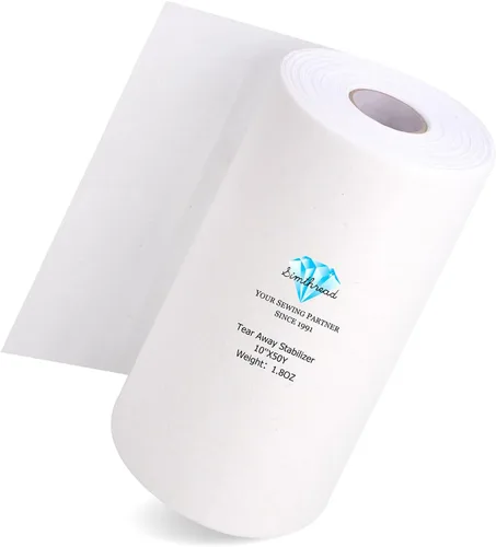 Vista 10 de Simthread Estabilizador de bordado con respaldo desmontable - 1.8 onzas, peso medio, 6" x 25 yardas/rollo, para aros de bordado de máquina de 1" x