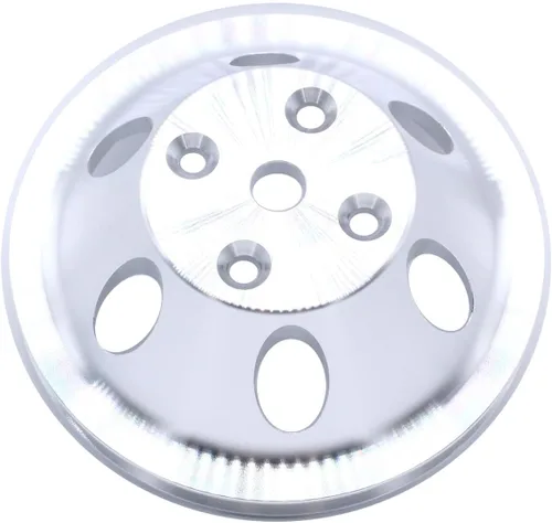 Vista 2 de 1 polea de bomba de agua SHLPDFM 1 ranura única para SB SBC bloque pequeño Chevy 265 283 305 327 350 383 400 con una bomba de agua superior larga