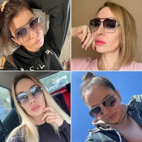 Vista 2 de Gtand Gafas de sol cuadradas de moda de moda para mujeres y hombres, gafas de sol de metal vintage