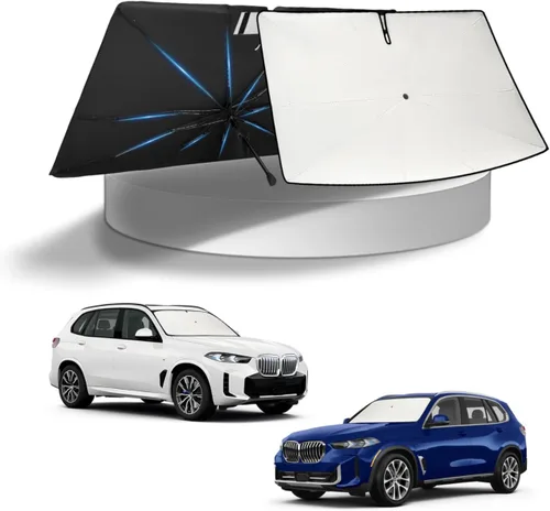 Vista 322 de KUST - Parasol plegable para parabrisas para BMW X1 E84, accesorios 2011 2012 2013 2014 2015, protector de visera de sol ajustable que bloquea