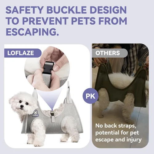 Vista 4 de Loflaze Arnés de Hamaca de Aseo para Perros y Gatos con Cortauñas Recortador de Uñas para Mascotas - Eslinga Colgante para Gatos para Recortar