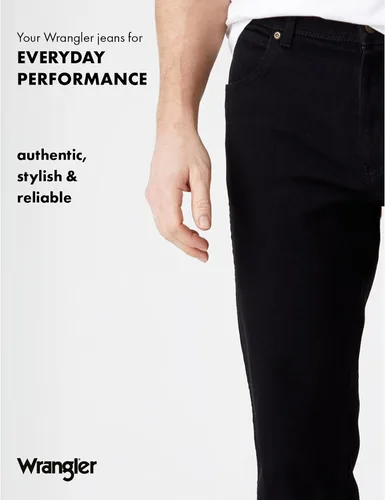 Vista 7 de Wrangler Jeans para hombre talla 44 slim straight lavado claro Negro