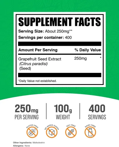 Vista 2 de BulkSupplements Extracto de semilla de pomelo en polvo, suplementos de semillas de pomelo, fuente antioxidante, suplemento de hierbas, sin