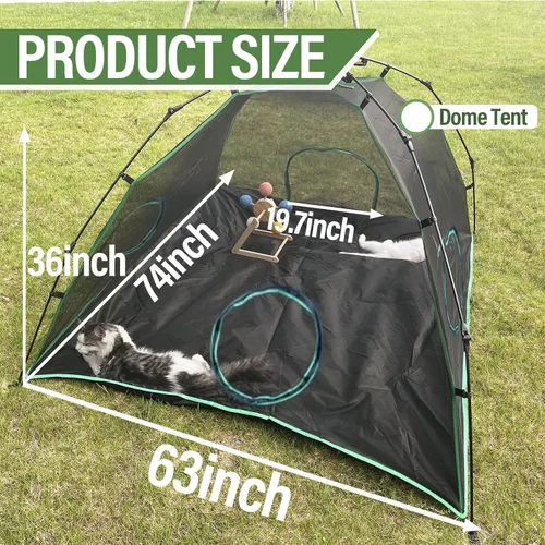 Vista 2 de Pawtenda Recintos para gatos al aire libre, tienda de campaña para gatos con bolsa de almacenamiento, tiendas de campaña verdes para exteriores