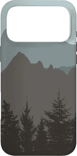 Vista 22 de Mountains Peaks - Carcasa para iPhone 17, diseño abstracto de paisaje natural, color gris y azul