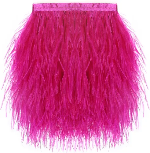 Vista 12 de SOGUGOM Adorno de Plumas de Avestruz Negro - 1.5 Capas 2 Yardas Plumas de 4 Pulgadas Adorno de Cintas con Flecos para Costura, Vestidos, Proyectos