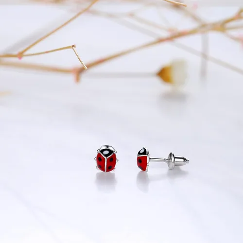 Vista 3 de Lavishe Aretes de plata de ley 925 con diseño de mariposa esmaltada y margarita con rosca