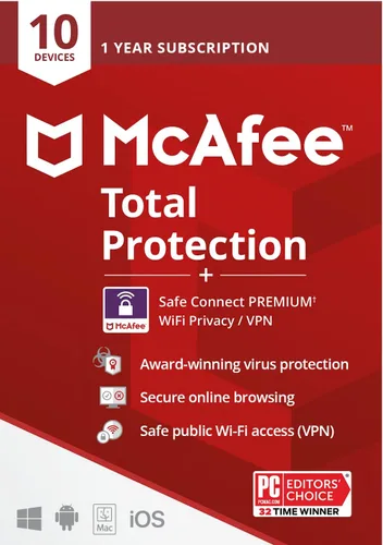 Vista 9 de McAfee Protección total 2022 3 dispositivos Software de seguridad antivirus de Internet VPN, administrador de contraseñas, monitoreo de web