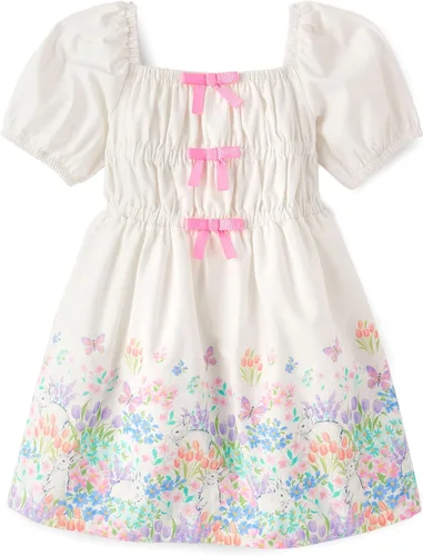 Vista 10 de Gymboree Vestidos escalonados de manga corta para niñas y niñas pequeñas Azul Flores