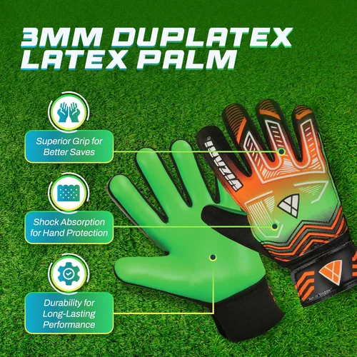Vista 2 de Vizari Soccer Goalkeeper Gloves – Pro Goalie Gloves for Kids, Youth & Adults Fingersave Protection Durable Grip All-Weather Soccer Gloves for