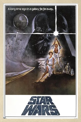Vista 7 de Star Wars: A New Hope - One Sheet B (No Billing Block) Wall Poster, 34L" x 22.4W", Gold Framed Version Versión con marco dorado