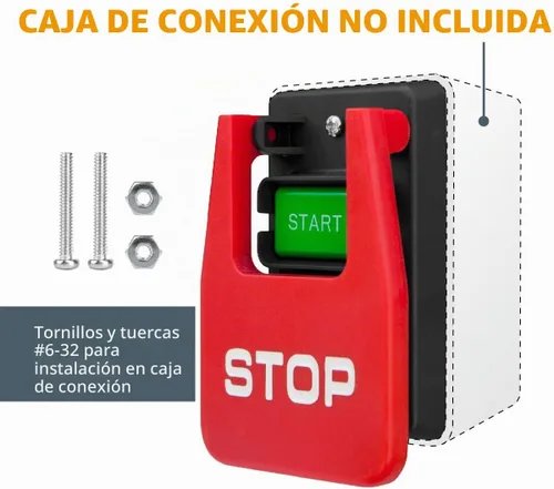 Vista 2 de Powertec 120V/230V Interruptor de paleta de voltaje dual con tornillos, 28 amperios, palanca de rodilla para herramientas eléctricas