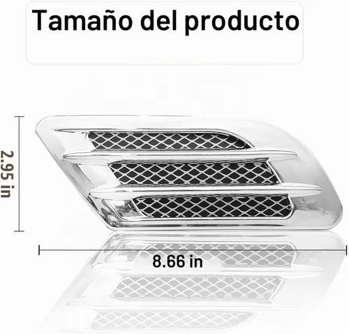 Vista 2 de Ajxn 1 par de pegatinas decorativas de rejilla lateral para flujo de aire de coche universal para SUV de plata