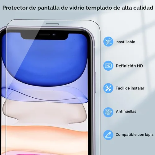 Vista 4 de Qularlans Paquete de 3 protectores de pantalla de vidrio templado compatibles con iPhone 11/XR, dureza 9H, resistente a los golpes, vidrio templado