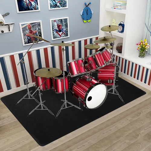 Vista 2 de Alfombra de batería de 4 pies x 5 pies, alfombra musical con parte inferior antideslizante, almohadillas eléctricas de reducción de ruido