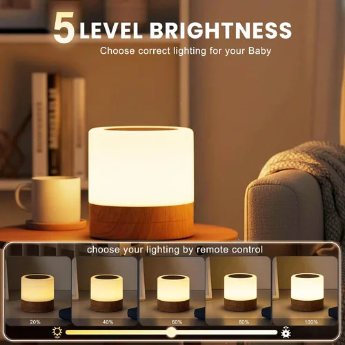 Vista 2 de Lámpara de Noche para Bebés y Guardería: Luz con Regulación de Intensidad Táctil para Lactancia y Niños - LED de Cuidado de Ojos, Luz Cálida Blanca