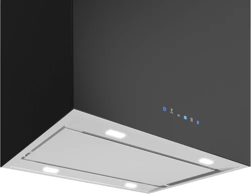 Vista 8 de Futuro Futuro Lombardy - Campana extractora negra de 24 pulgadas para montaje en isla, acero inoxidable y cristal negro, LED, ultra silenciosa