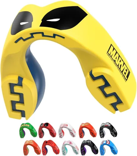 Vista 23 de Marvel Protector bucal deportivo, protector bucal de doble capa para adultos y jóvenes con estuche (bestia, junior (hasta 11 años)) Youth <11