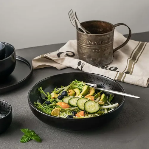 Vista 3 de S&Q'S CERAMICS Grandes Cuencos de Pasta, Juego de 4 Cuencos Grandes para Ensalada de 65 onzas, Platos de Cerámica Anchos y Poco Profundos de 10