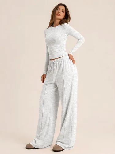 Vista 3 de Trendy Queen Conjuntos de descanso de otoño de 2 piezas para mujer 2026 Gris