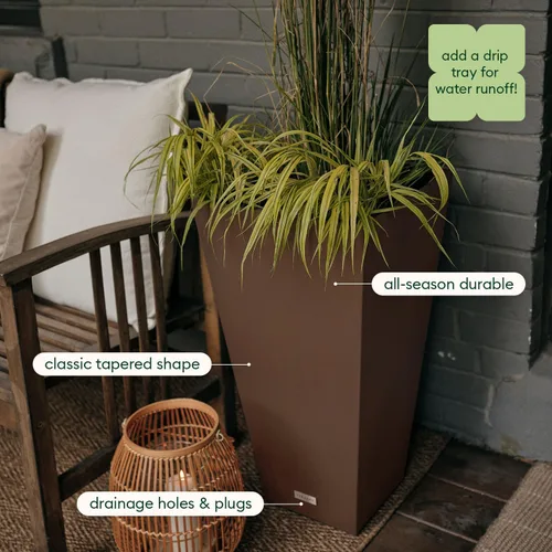 Vista 5 de Veradek V-Resin - Maceta cónica para interior/exterior (26 pulgadas, color espresso)