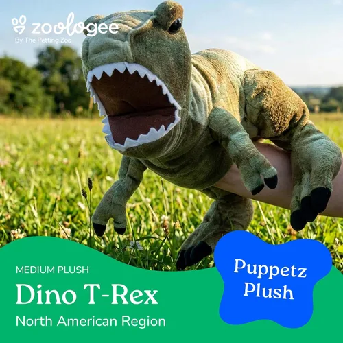 Vista 2 de The Petting Zoo T-Rex - Marioneta de peluche de mano, regalos para niños, animales títeres, zoologee de dinosaurio interactivo, juguete de peluche