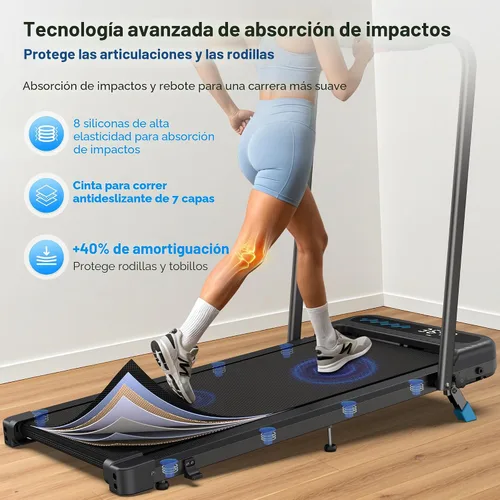 Vista 7 de Cardirun Almohadilla para caminar con 10% de inclinación, 4 en 1 plegable caminadora con barra de mango para espacios pequeños en el hogar, 3.0 HP