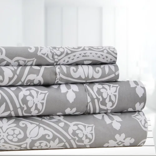 Vista 37 de American Home Collection - Juego de sábanas y fundas de almohada estampadas de 6 piezas, con 14 pulgadas de caída; sábanas de microfibra con doble